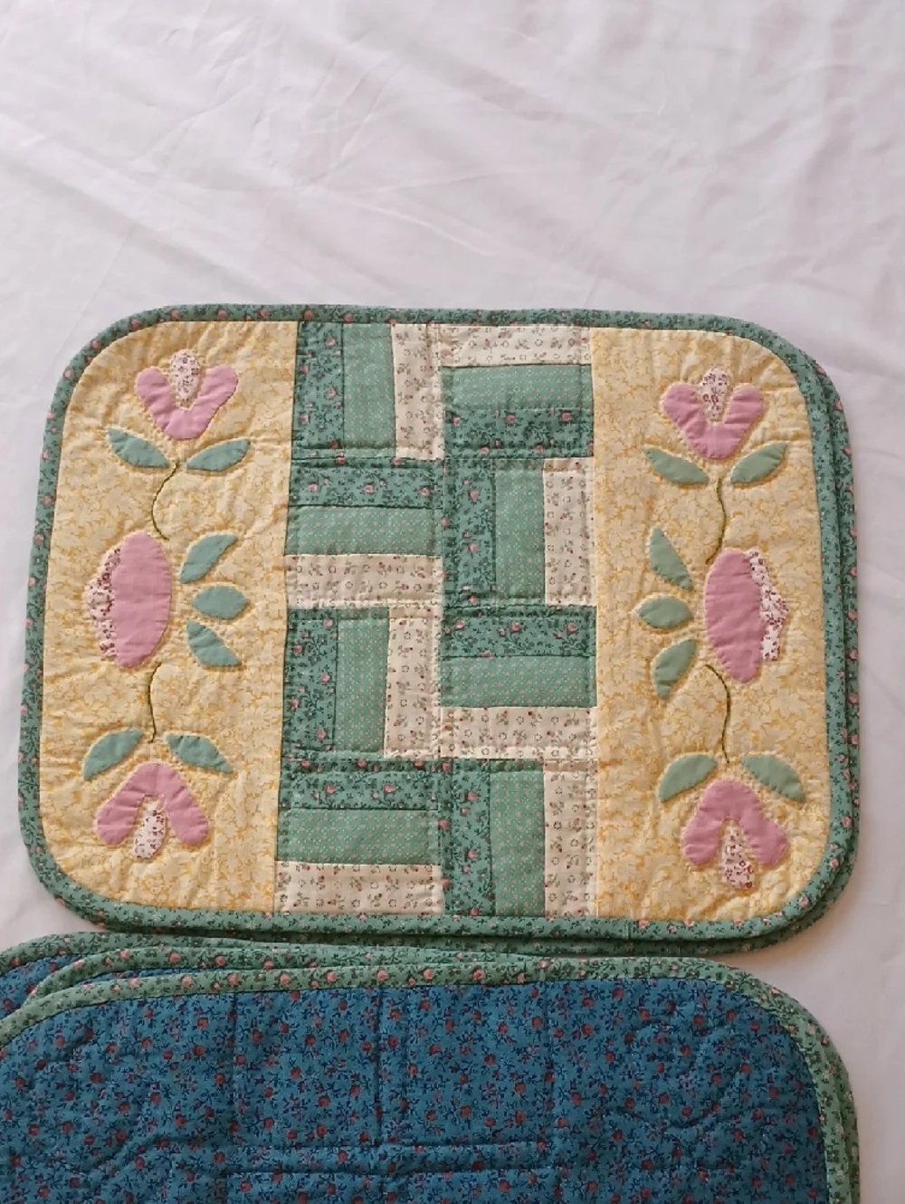 Handcrafted Quilted Reversible Placemats Set of 6